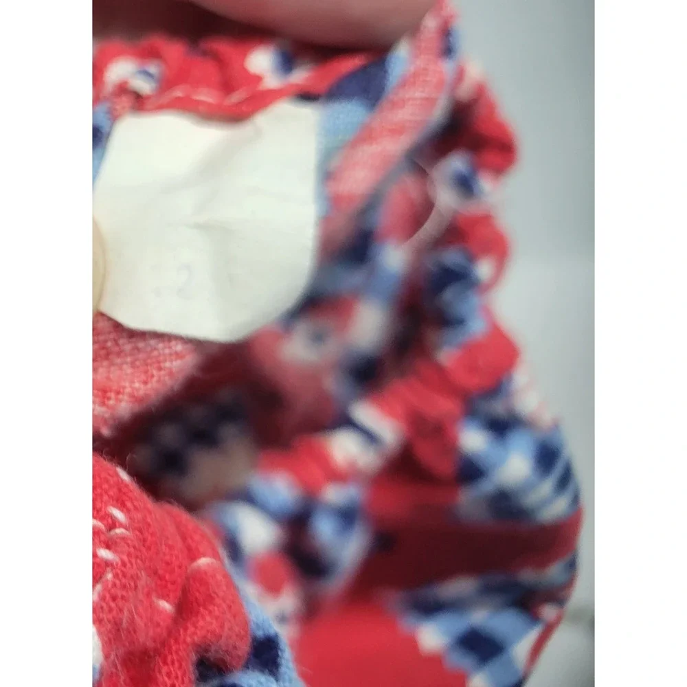 Vintage 70s Baby Bloomers Mushroom Floral Gingham Red Diaper Cover 6-9